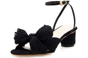 MUCCCUTE Women's Bow Knot Heeled Sandals Ankle Buckle Strap Chunky Heeled Open-toe Comfortable Wedding Party Fashion Heeled