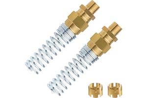 Brass DOT Air Brake Hose End Fitting, Dazakoot 3/8” Hose x 3/8” Male Connector with Spring Guard, 2 Pack Air Brake Hose Fitting with 2 Pack Fitting Sleeve Tube