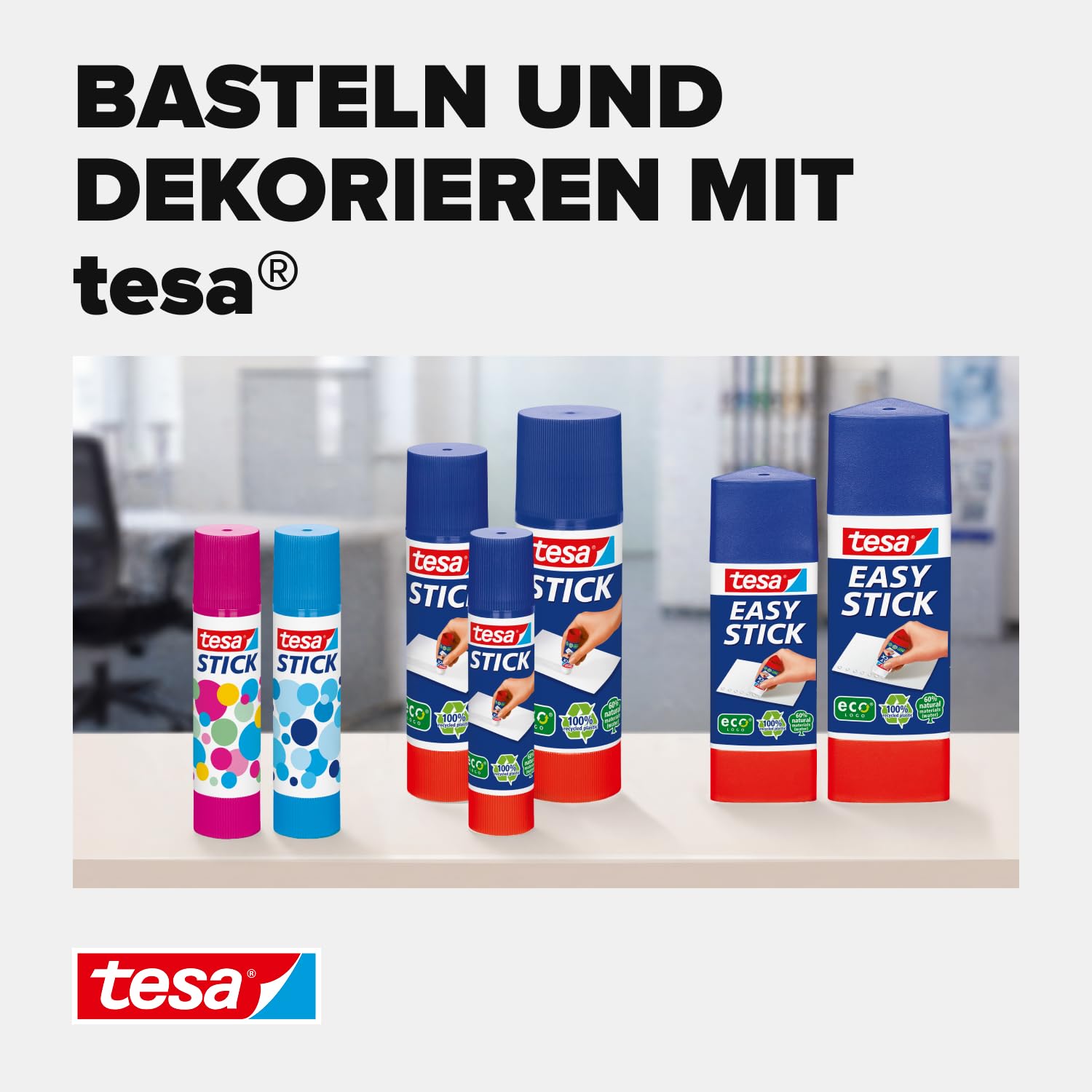 tesa Stick ecoLogo - Geruchsneutraler Klebestift für Papier und Pappe - Lösungsmittelfrei und Umweltschonend - 4 x 20 g 7