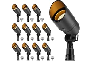 Gardencoin Low Voltage Landscape Spotlight, 12V LED Outdoor Landscape Lighting, Landscape Spot Lights Wired for Garden and Yard, Aluminum Up Lighting Fixture with 5W MR16 Replaceable Bulb (12 Pack)