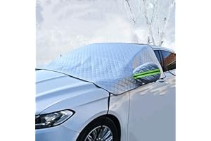 Geweeco Windshield Snow Cover, Car Windshield Cover for Ice and Snow Frost with Side Mirror Protector, 4-Layer Wiper Front Window Protects Cover for Cars Vehicle