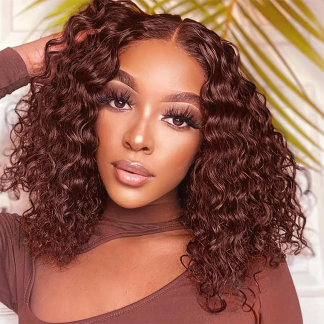 Short Kinky Curly Lace Front Wig 12 inch Bob Deep Curly 13X4X1 HD Lace Front Wig for Women Brazilian Virgin Human Hair Wigs with Bangs Natural Looking 33A