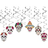 Foil Hanging Swirls Day of the dead Sugar Skull Set Birthday Party Favors Supplies Decorations Ceiling Decor Dia de los Muertos Halloween