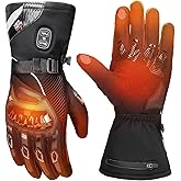 KEMIMOTO Heated Motorcycle Gloves for Men and Women with Hard Protective Shields, 7.4V 3000mAh Rechargeable Battery, Waterproof, Windproof, Touchscreen Compatible