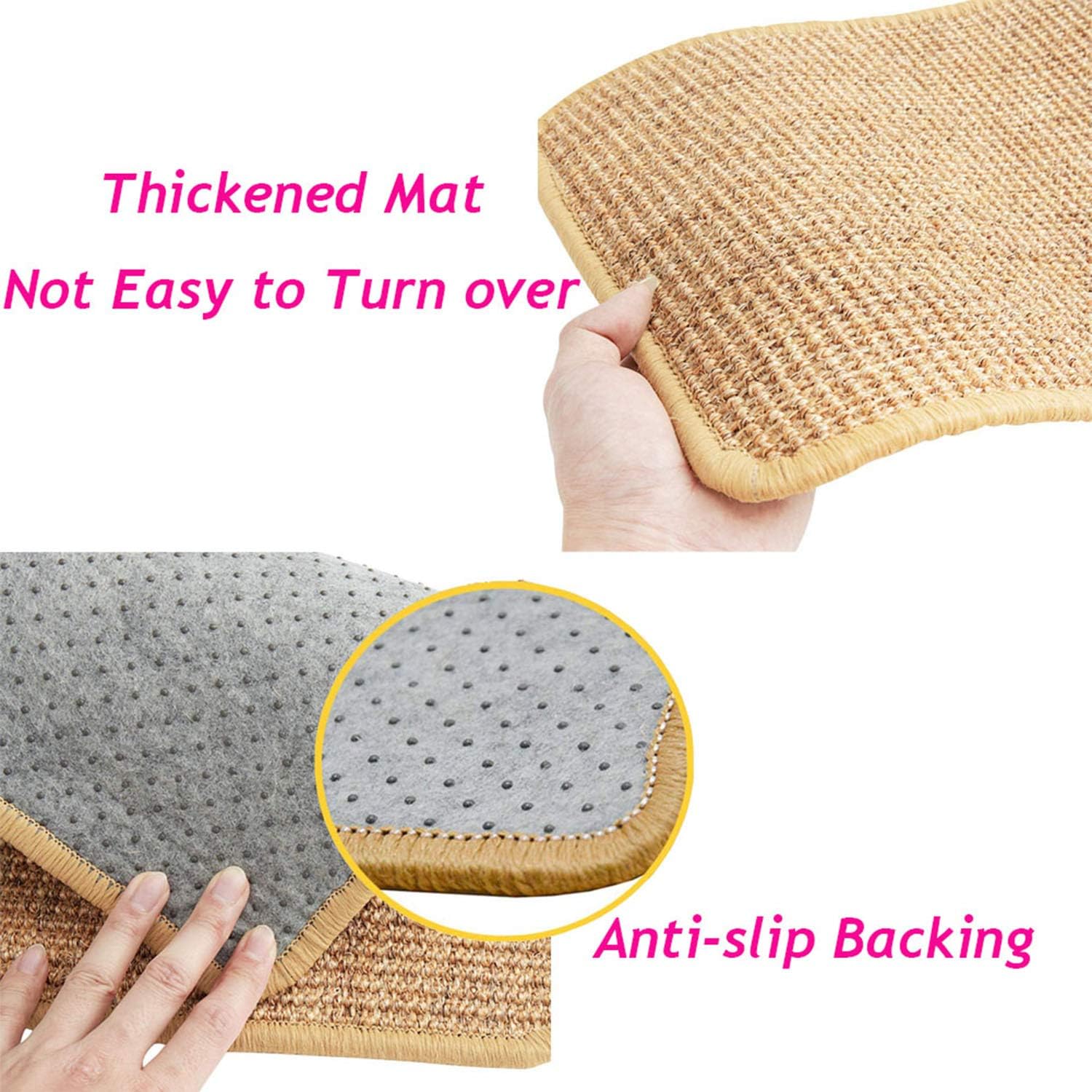 Liyahog Cat Scratcher Mat, Natural Sisal Scratching Pad, Anti-Slip Cat Scratch Rug Sleeping Carpet for Cat Grinding Claws & Protecting Furniture : Pet Supplies