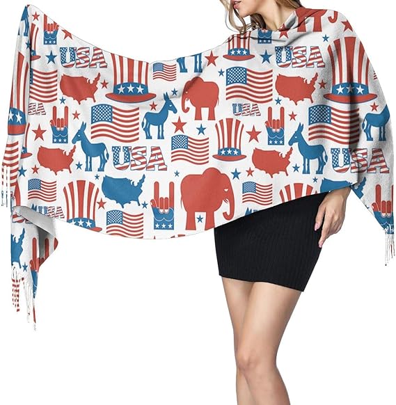 Amazon マフラー アメリカの国旗 象 兎馬 スカーフ ショール ストール レディース 大判 ロングマフラー シンプル フリンジ 柔らかい 冷房対策 肌触り抜群 フリンジスカー フリンジデザイン 男女兼用 日焼け止め 薄手 おしゃれ 贈り物 海辺 旅行 Uvカット 服