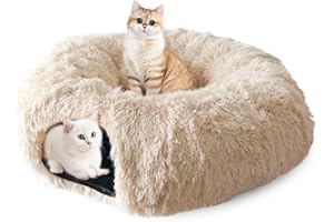 LifeIdeas Large Bed, Cat Tunnel Foldable Donut Tunnel with Fluffy Toy Balls and Washable Pads, Full for Kitten, Cat, Puppy, Ferret, Rabbit, Cat Tunnels for Indoor Cats