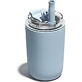 UIRZOTN 10 oz Insulated Coffee Tumblers, Travel Coffee Tumblers with Straw, Double-Wall Stainless Steel Tumbler, Leak Proof Tumbler, Reusable Cups with Lids for lced and Hot Drinks (Blue)
