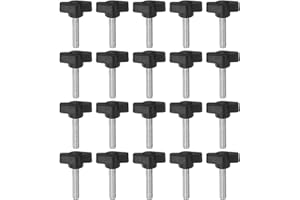 HARFINGTON 20pcs Tee Wing Thumb Screws M6 x 30mm Standard Male Thread Plastic T Knobs Handles Hand Clamping Knobs Grip Thumbscrew, Black