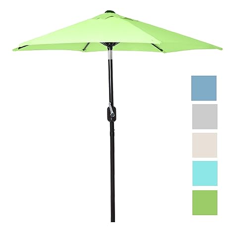 6 Ft Outdoor Patio Umbrella With Aluminum Pole Easy Open Close Crank And Push Button Tilt Adjustment Light Green Market Umbrellas Amazon In Garden Outdoors