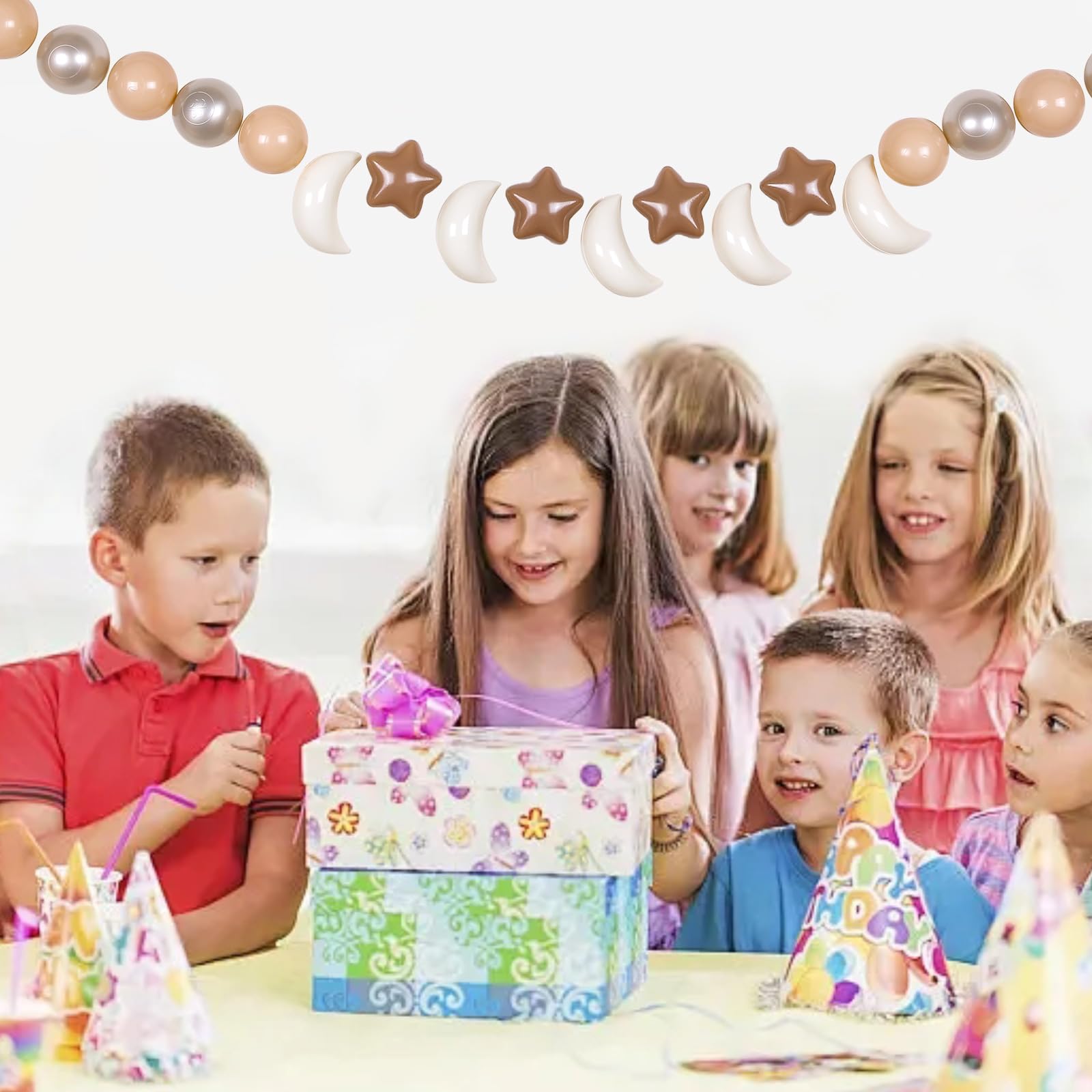 GOGOSO Ball Pit Balls Stars Moon Shapes Plastic Pitballs for Toddler Play Tent Baby Photo Props Kids Pool Water Toys Kiddie Pool Party Decor, Coffee+Beige Mix Cream Colors +Pearl Colors,100PCS