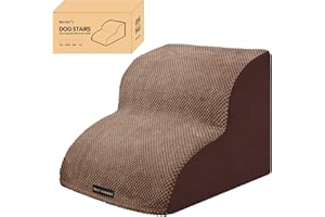 REST-EAZZZY Dog Stairs, Pet Stairs with High-Density Foam and Removeable Cover,11.8" High Dog Ramp for Bed Non-Slip Pet Steps for Small Dogs, Cats to Get on High Bed, Sofa, Couch(2-Step, Brown)
