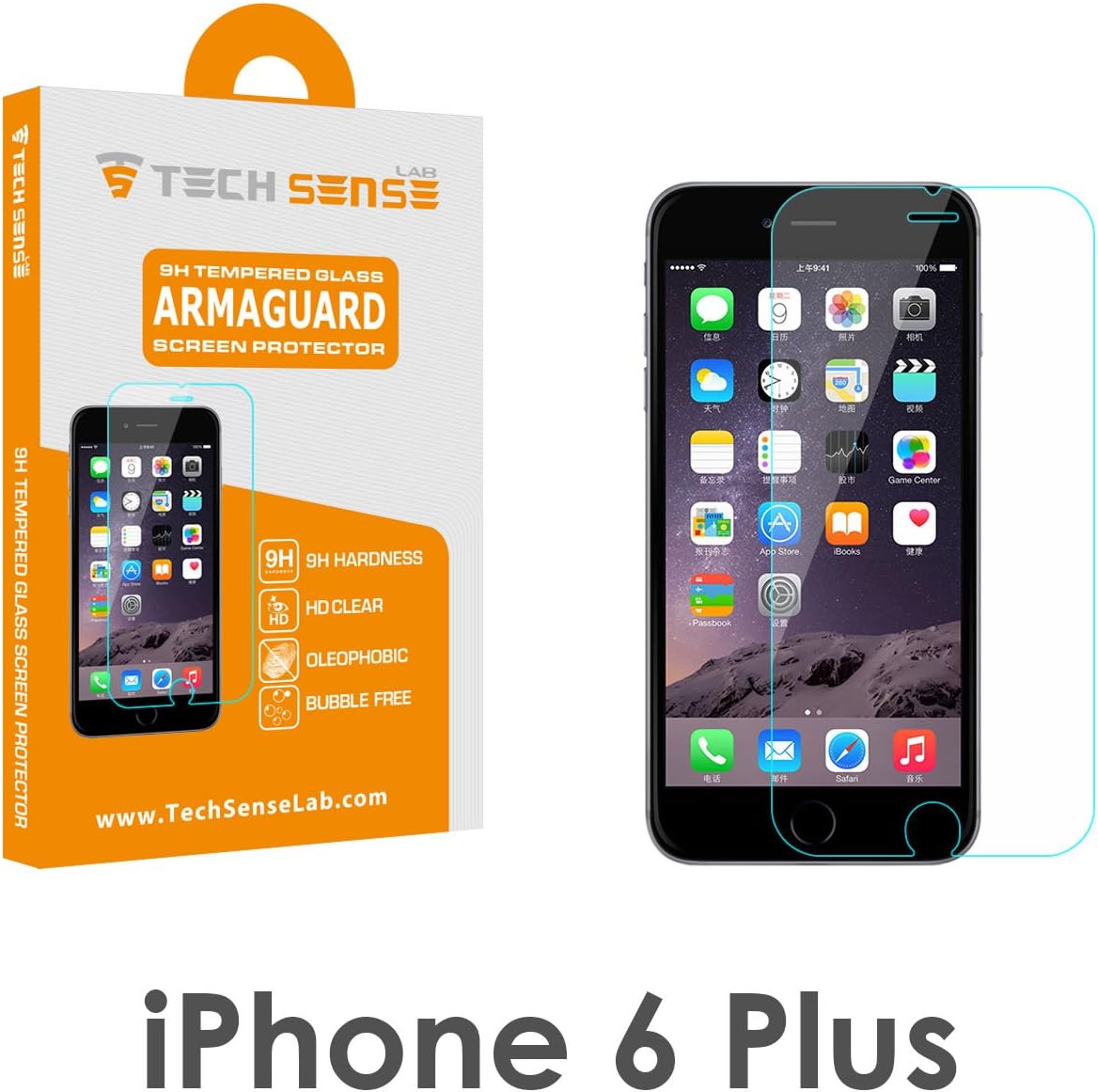 Tech Sense Lab Tempered Glass 9H Shatterproof, Anti Scratch Screen Guard for iPhone 6 Plus and 6SPlus