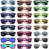 Geopty 12/24 Pack Wholesale Retro Neon Colors Party Favor Supplies Unisex Sunglasses Bulk for Adults Teens, UV400 Protection