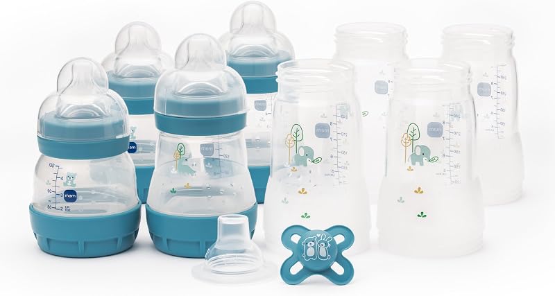 MAM Easy Start Anti-Colic Bottle Starter Set with Soother Blue 4x Bottles