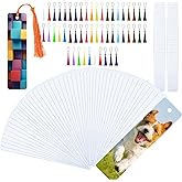 ZhouBoat 50 Sets Sublimation Blank Bookmarks, DIY Blank Aluminum Metal Bookmarks with Clear Bookmark Sleeves Tassels and Self-Sealing Bags for Crafts Birthday Reading Back to School Supplies