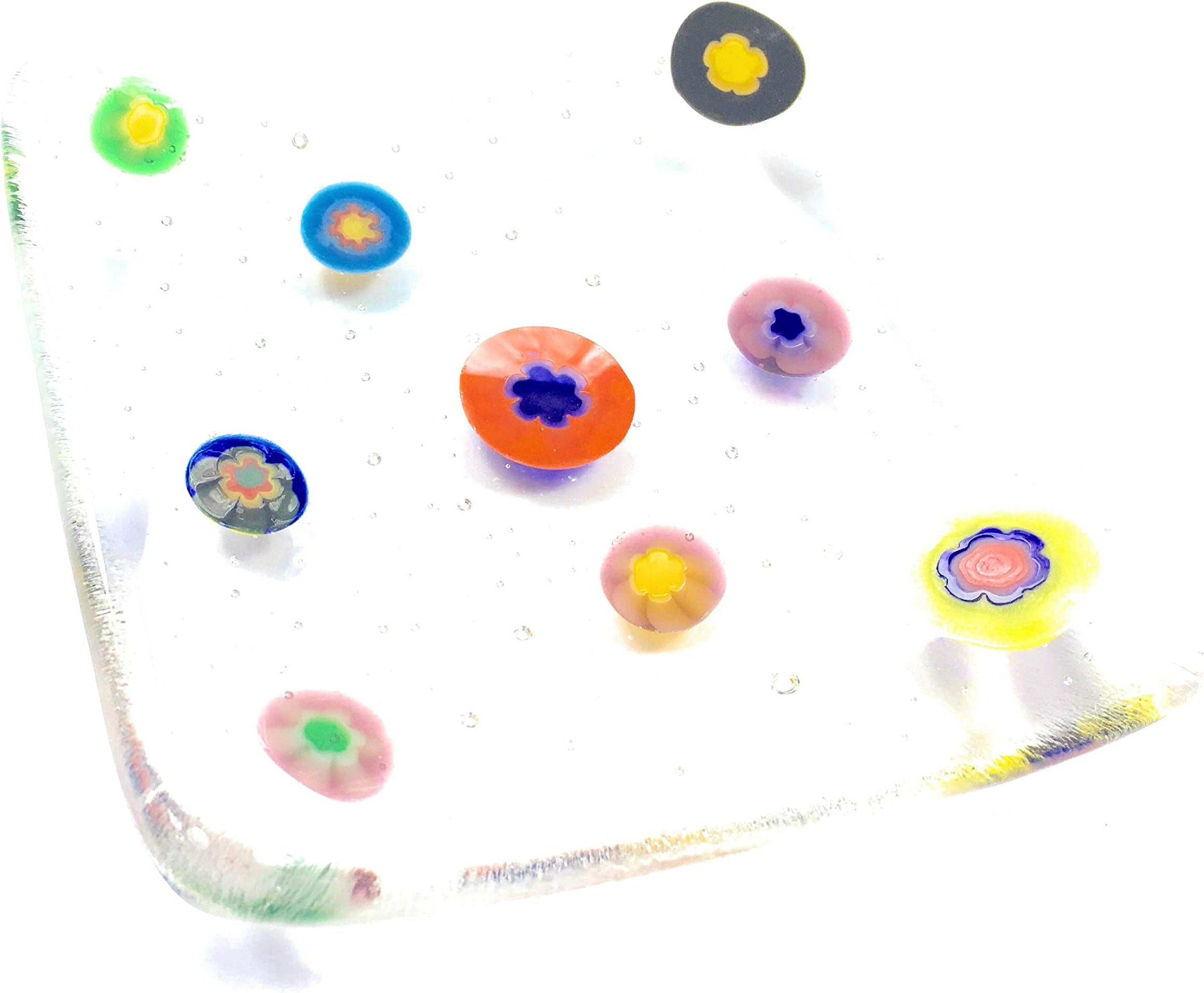 Rainbow Millefiori trinket dish - Venetian style fused glass bowl - tea light holder, jewellery, soap dish, keys, trinkets - Valentines, Mothers Day, Birthday, Christmas, Teachers gift