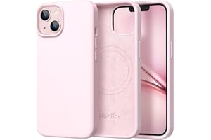 GolbinBox Magnetic for iPhone 13 Case & iPhone 14 Case, Compatible with MagSafe, [Soft Anti-Scratch Microfiber Lining], Slim Liquid Silicone Shockproof Protective Phone Case 6.1 inch, Chalk Pink