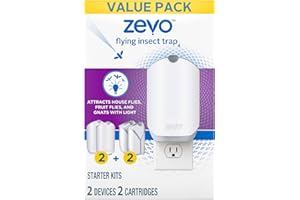 Zevo Flying Insect Trap, Fly Trap, Fruit Fly Trap (2 Plug-in Bases + 2 Refill Cartridges)