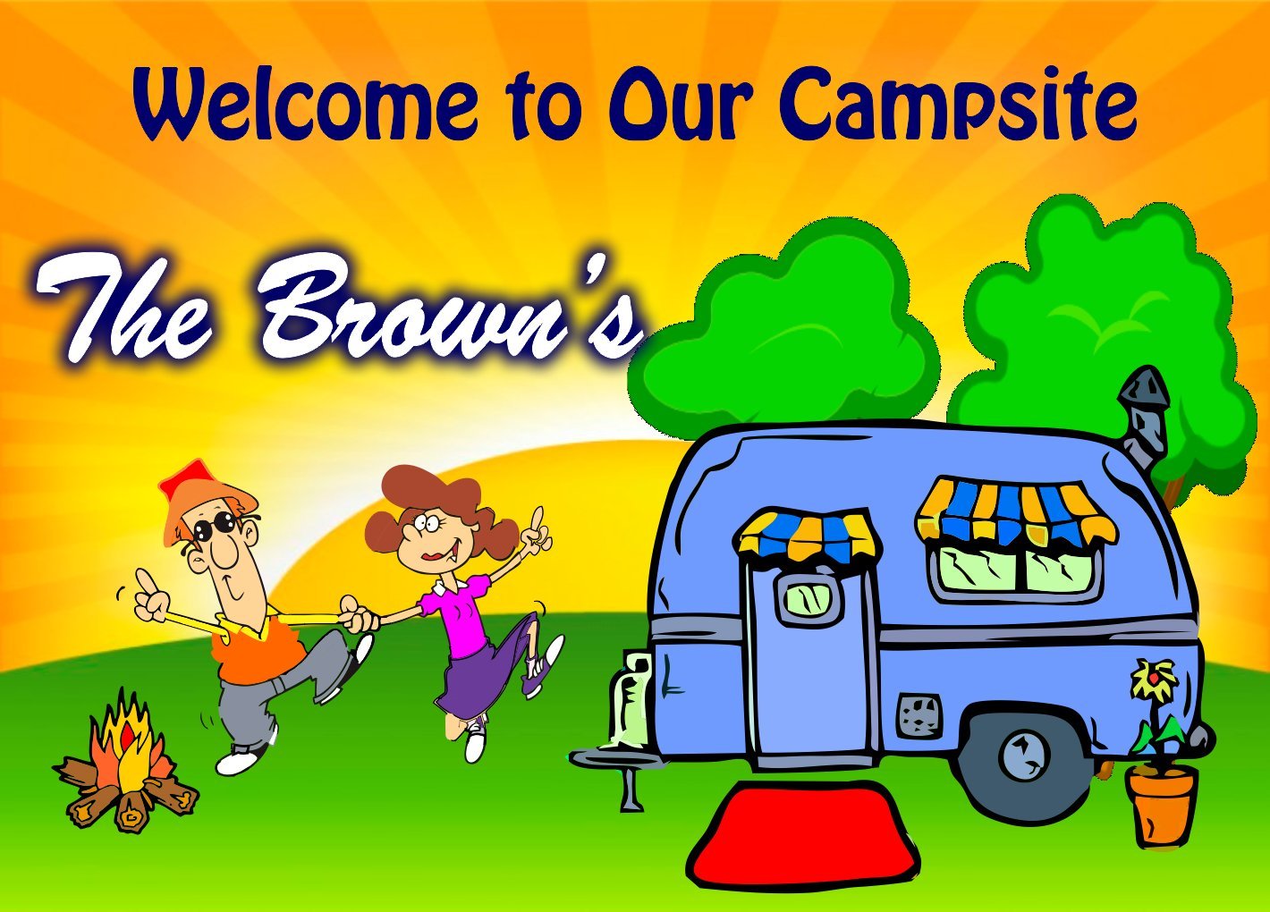 Anchor Graphix The Ultimate Camping Sign -Welcome to Our Campsite Sign Featuring Dancing Couple Camper Sign Add Name (10x14)