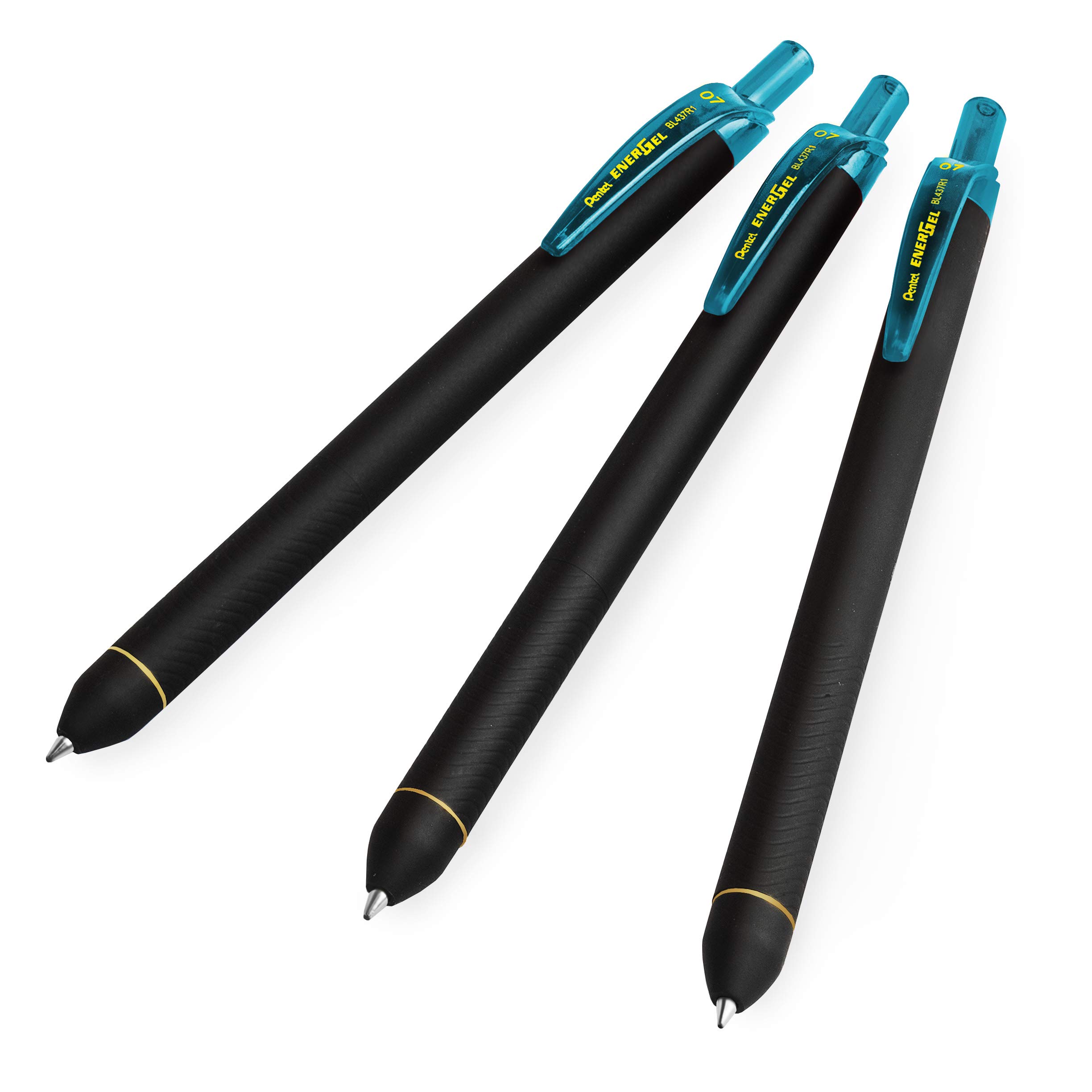 Pentel Energel BL437R1 Retractable Gel Ink Rollerball Pen - 0.7mm Nib - Turquoise Blue - Pack of 3