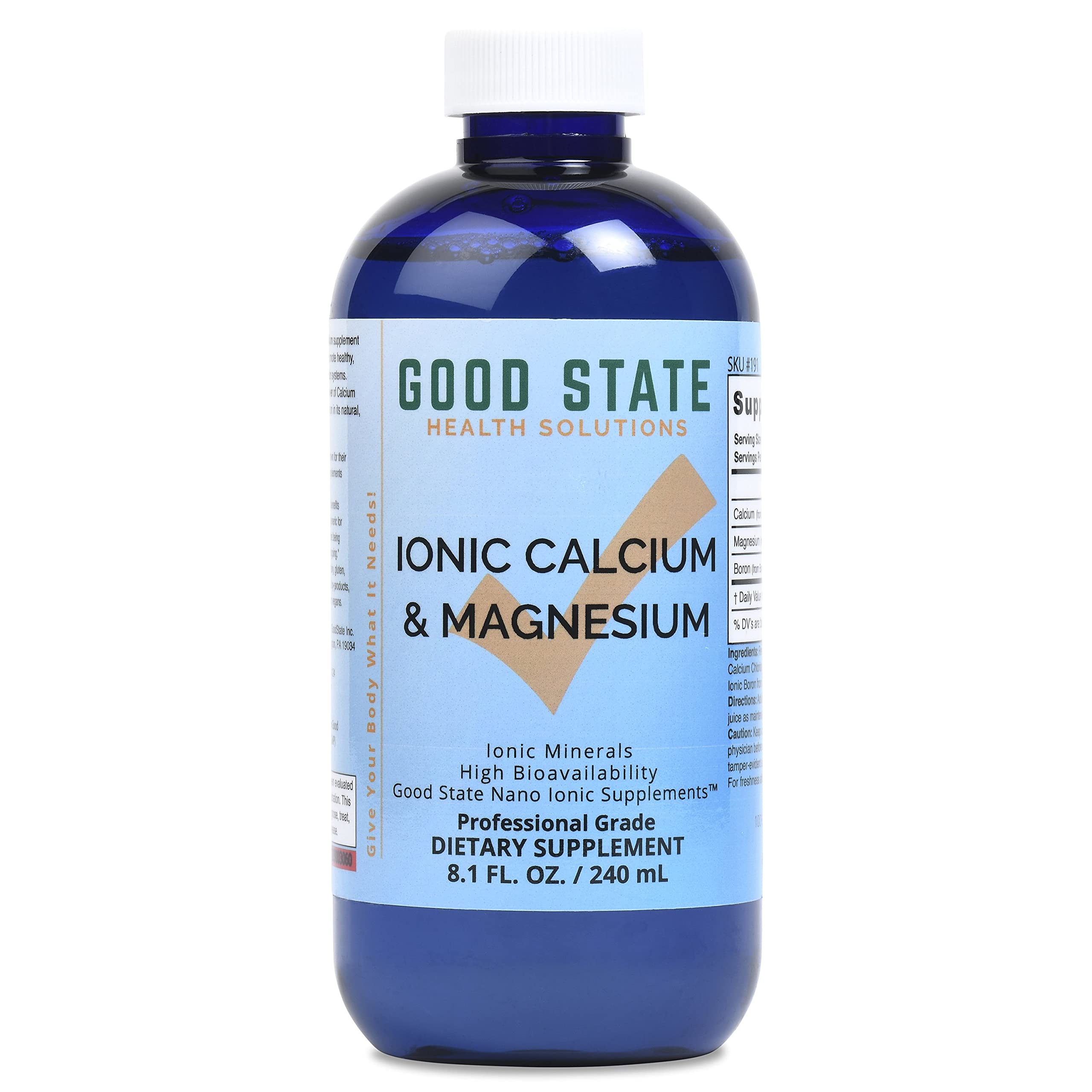 Good State | Ionic Calcium & Magnesium | Natural | Nano Sized Mineral Technology | Professional Grade | Supports Healthy Absorption of Minerals Levels | 48 Servings | 8 Fl oz Bottle