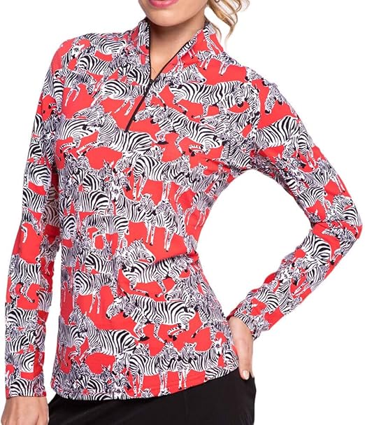 IBKUL Golf Ladies Long Sleeve Mock Neck Shirt Clothing
