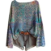 dyiozbga Knit Tops for Women Fall 2025 Boho Vintage Long Sleeve Shirts Ethnic Graphic Sweatshirts Cute Pullover Sweaters