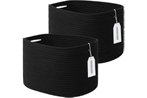 ECDYQXVU Cotton Rope Storage Basket, 15x10x9 Inches, Woven Basket for Shelves, Clothes, Towels, Books, and Laundry, Stylish, 