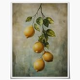 Vintage Lemon Wall Art - Country Farmhouse Rustic Mediterranean Fruit Canvas Poster Unframed 8x10 inch