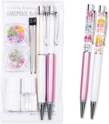 Amazon Co Jp Lilys Epice リリスエピス ハーバリウム ボールペン 手作り キット 2本セット 動画説明書 替え芯 付き 初心者でも簡単 ライラックピンク ミルキーホワイト Bk1r ホビー