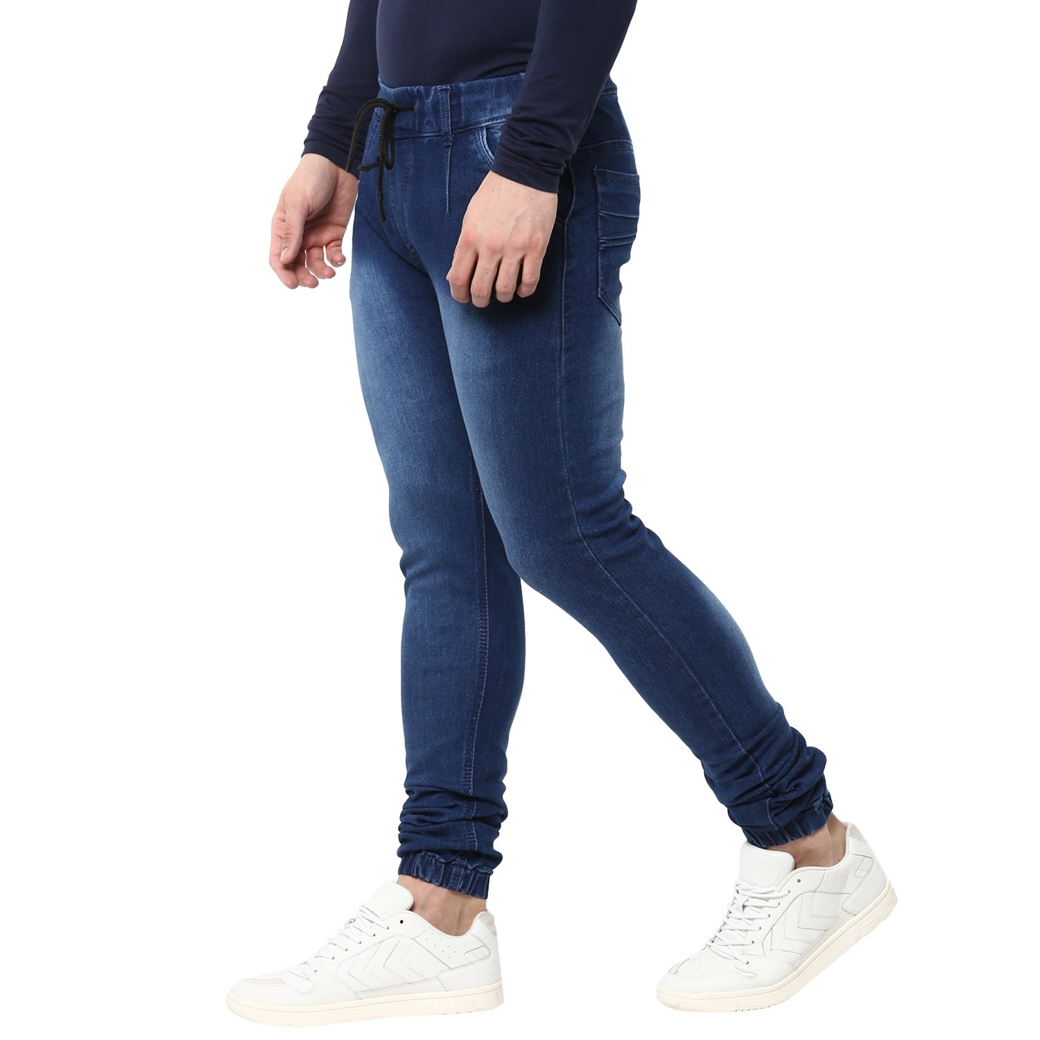 urbano fashion men's slim fit blue stretch jogger jeans