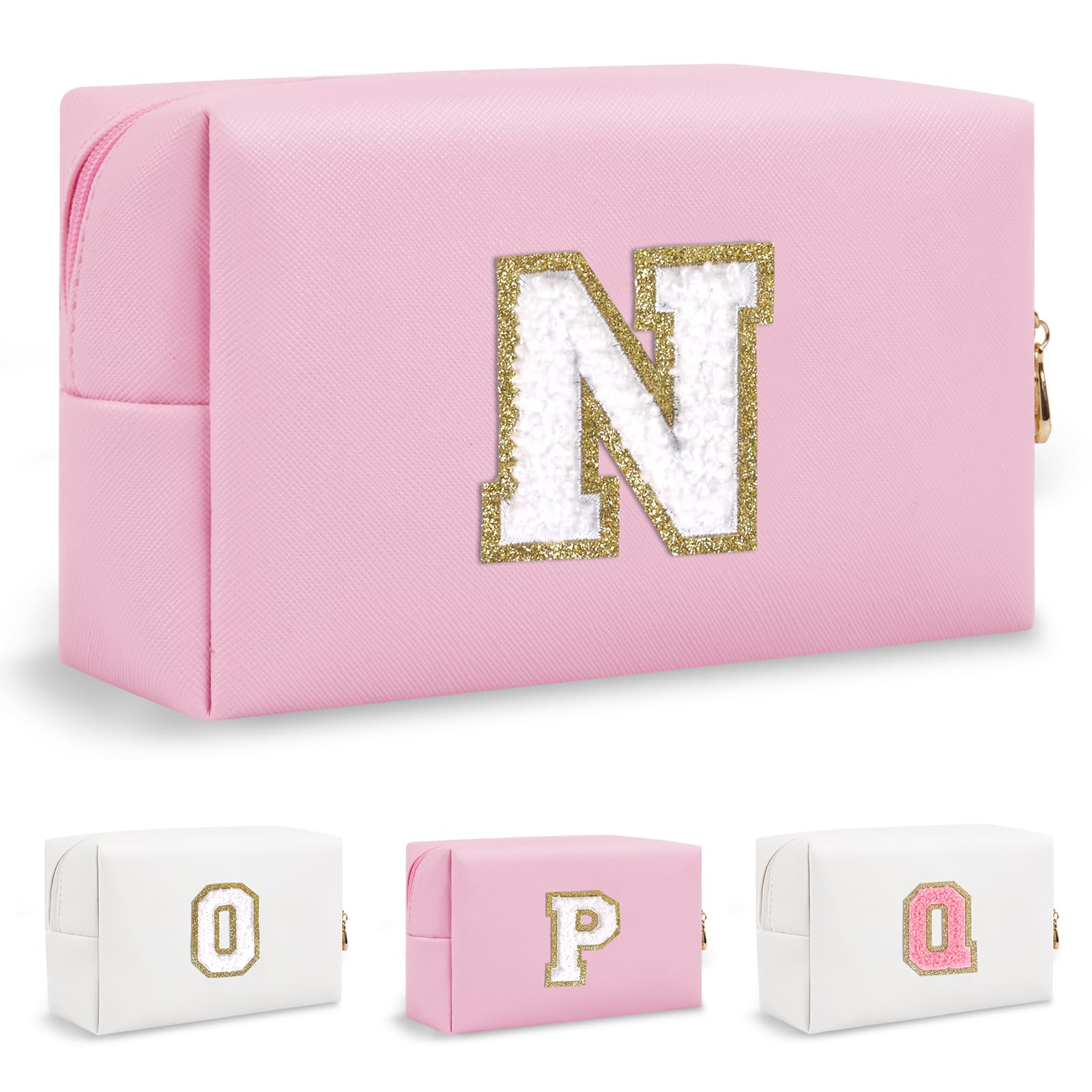 Chenille Letter Personalized Initial Preppy Makeup
