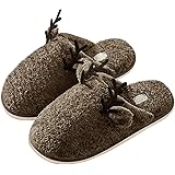 Husmeu Women's Cozy Fuzzy Fleece Slippers Memory Foam House Shoes Slide on Reindeer Anti Slip Bedroom Slippers Indoor Outdoor
