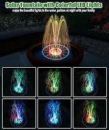 SZMP Solar Fountain 100% Glass Panel 3.5W Battery 7 Nozzles LED Light view 2