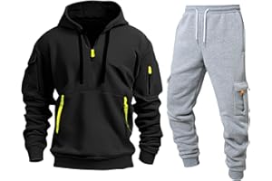 ZGHQHCDRH Jogging Suit Drawstring Long Sleeve Workout Big and Tall Ribbed Cuffs Casual 2 Piece Hoodie with Sweatpants