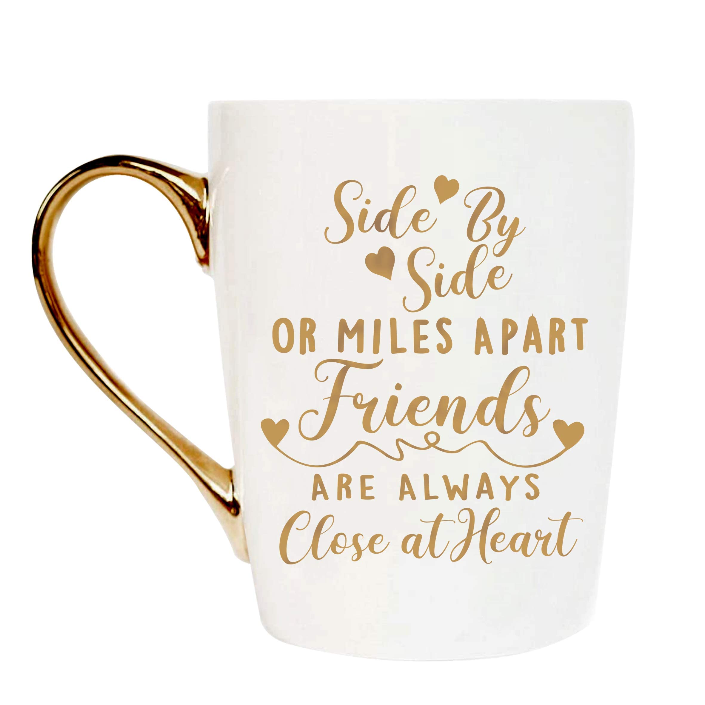 Novaova Friendship Gift Gold Ceramic Coffee Tea Cup, Best Friend Long Distance Gift for Her Girl Best Friend Sister Graduation Birthday Christmas Motivational Mug Gift…