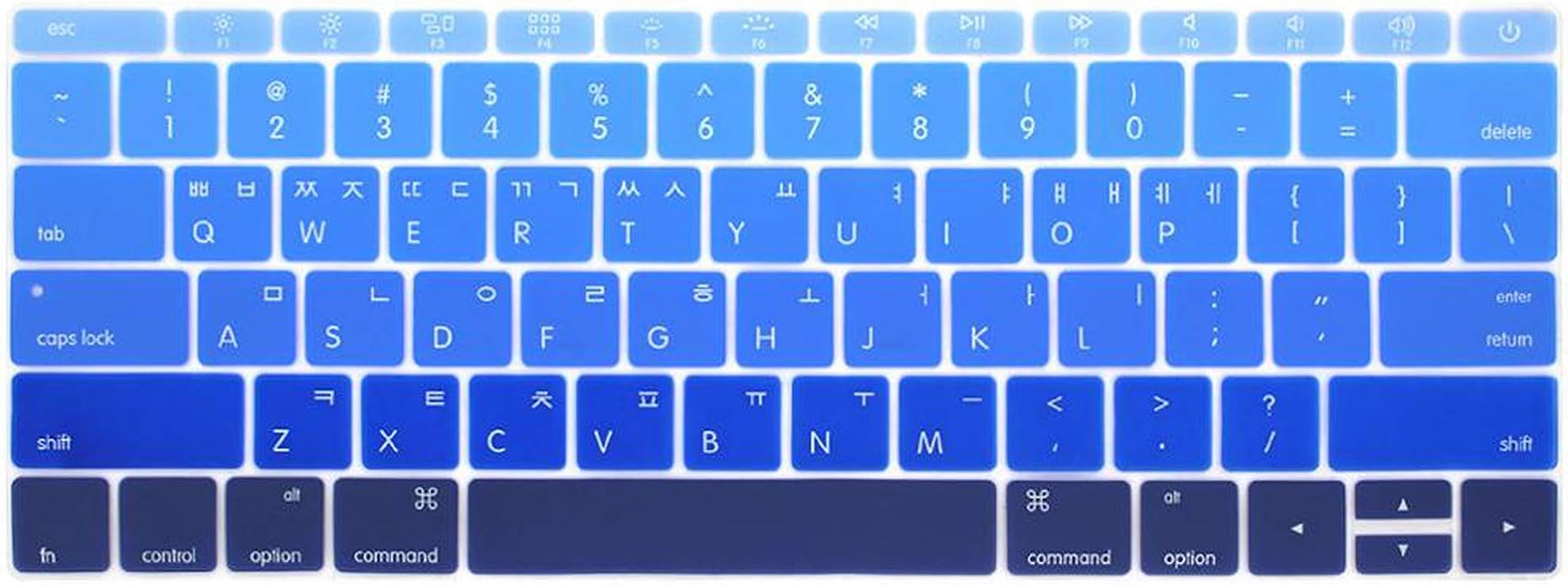 Korean Keyboard Cover for Macbook Not with touch bar 13pro A1708 retina 12 inch A1534 Laptop Keyboard protective Film,Gradient blue