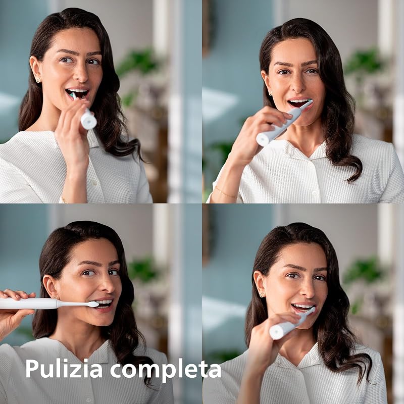 Sonicare 4100 - Spazzolino elettrico Philips Sonicare per adulti con 1 testina sonica Philips W2 Optimal White, custodia da viaggio sottile e caricatore USB modello HX3683/33