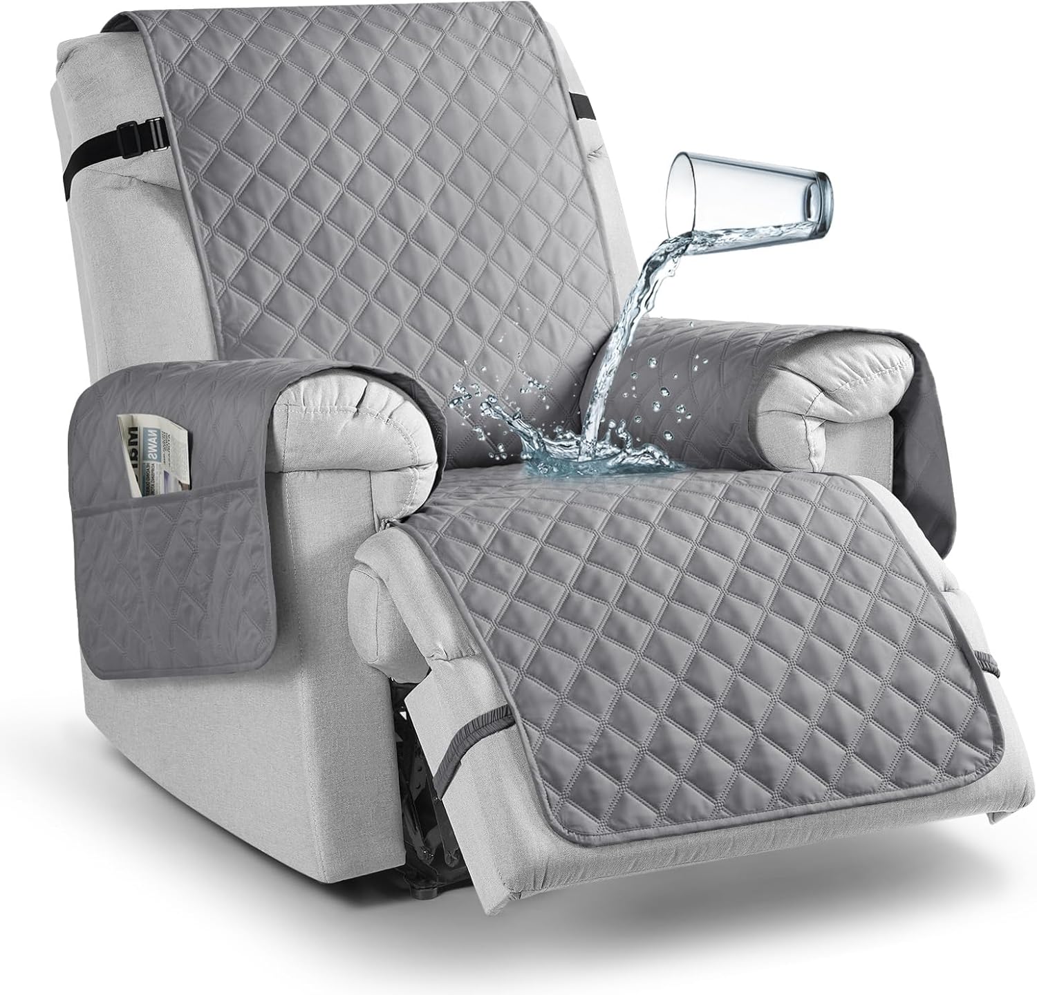 Slipcovers - TAOCOCO Non-Slip Recliner Chair Cover Sofa Slipcover, Pet Cover with Elastic Straps, Washable Reclining Furniture Protector (23'' Small, Light Gray)