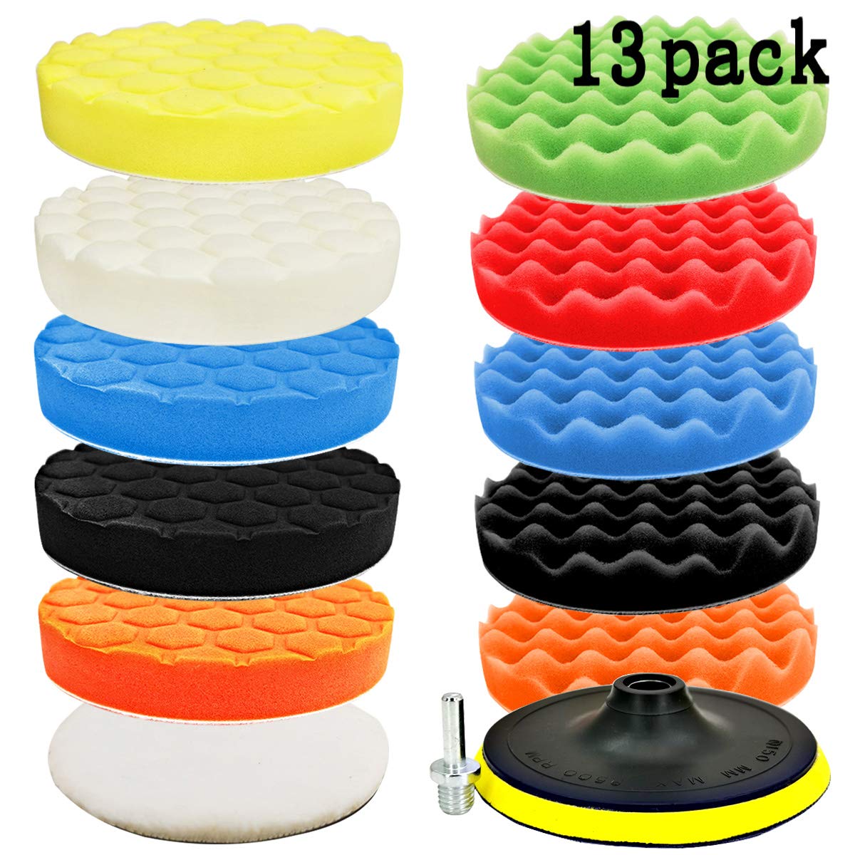 Car Polishing Pads 13Pcs Drill Polisher Attachment Set and Hex Logic