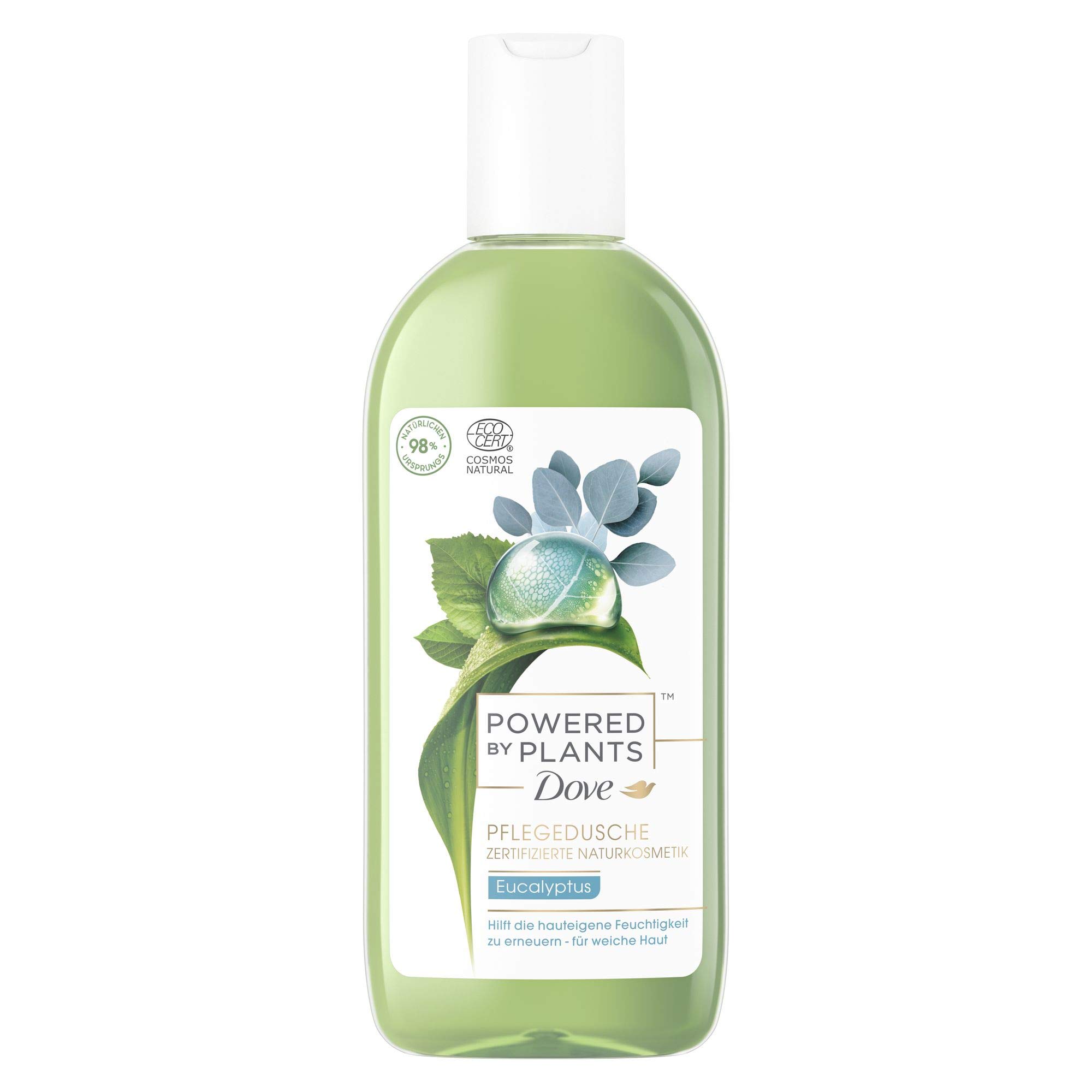 Dove Powered by Plants Natural Cosmetics, Eucalyptus Shower Gel With Plant-Based Active Ingredients of Natural Origin For A Nourishing Cleansing of The Skin, Pack of 6 x 250 ml
