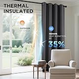Joydeco Blackout Curtains 96 Inch Two Panels Thermal Insulated Dark Grey view 4