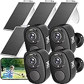ELECCTV 2.4&5ghz WiFi Solar Security Cameras Wireless Outdoor,2K QHD Home Security System, 4 Cameras Kit with 130° Ultra-Wide View, 2-Way Talk, IP65,Color Night Vision, Spotlight & Siren (4, Black)