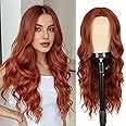 Long Auburn Wig for Women 26 Inch Middle Part Wavy Women Charming Wigs Realistic Natural Looking Synthetic Heat Resistant Fiber Hair for Daily Party Use