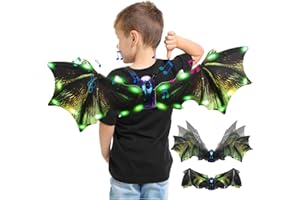 NIWOTA Dragon Costume for Boys - Electric Dragon Wings Costume, Light Up Flapping Dargon Wings, Light Up Dragon Costume with Lights Music, Birthday Party Favors Gifts for Kids Boys Girls (Green)