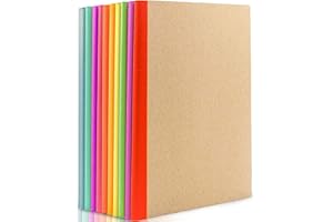 10 Pack Composition Journals Notebook, Kraft Notebooks with Rainbow Spines, Brown Soft Cover A5 Notebooks 5.5” x 8.3” 60 Page