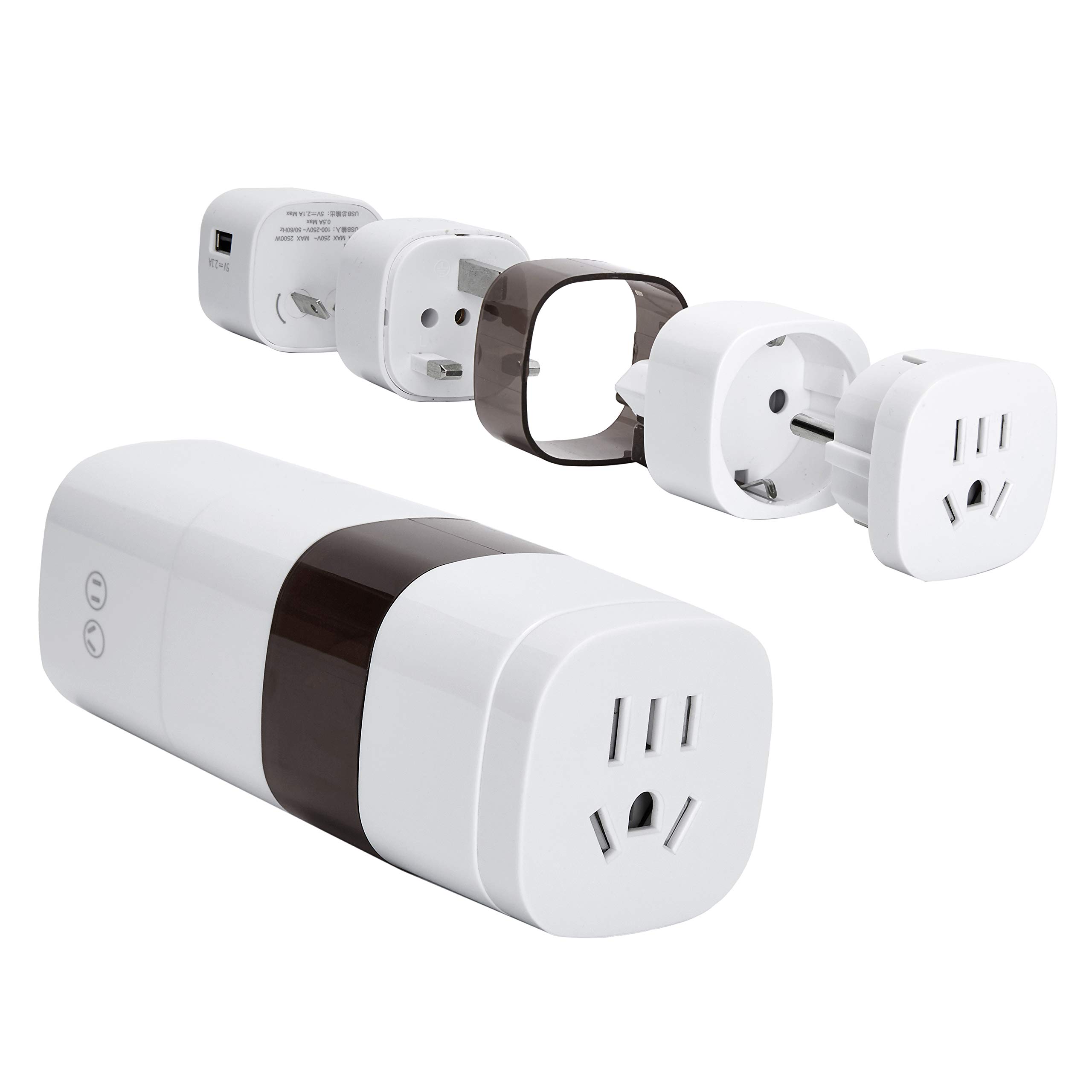 BTU International Universal Travel Adapter Worldwide All in One Wall Charger 4AC Power Plug Adapter Perfect for European US, EU, UK, AU 160 Countries，White