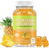 Potassium Magnesium Glycinate Gummies with CoQ10 for Energy Support & Better Zzz –Sugar Free Magnesium Gummy Supplements for Women and Men 90 Count