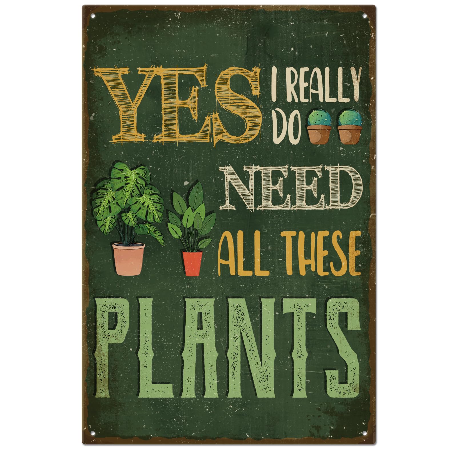 GLOBLELAND Vintage Plant Metal Tin Sign For Garden Funny Text Tin Signs Art Plaque Poster Metal Wall Decor for Home Kitchen Bar Club Man Personalized 8×12inch